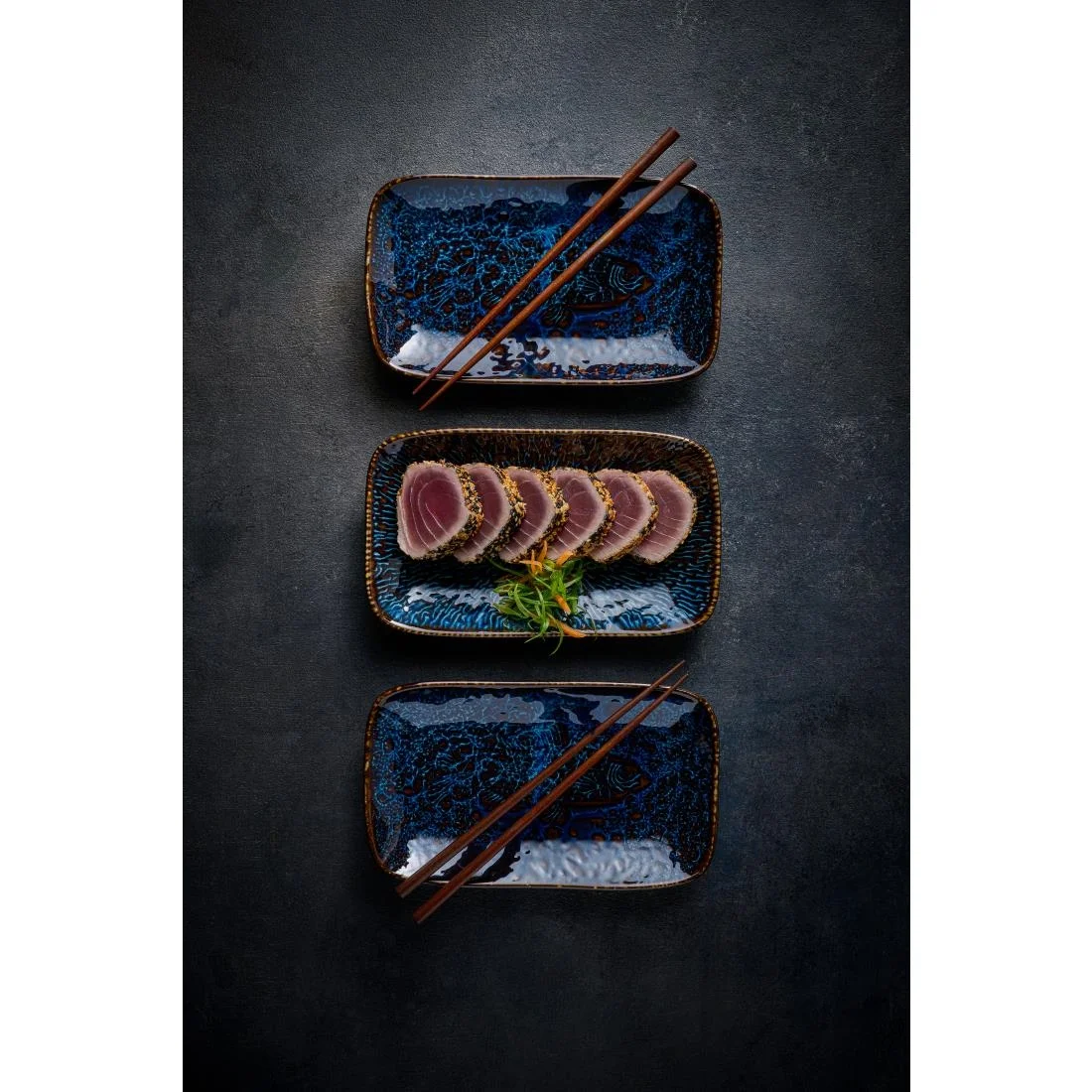 Churchill Inked Fresco Cascade Natural Deep Trays Blue 260x180mm (6 Pack) - Image 3