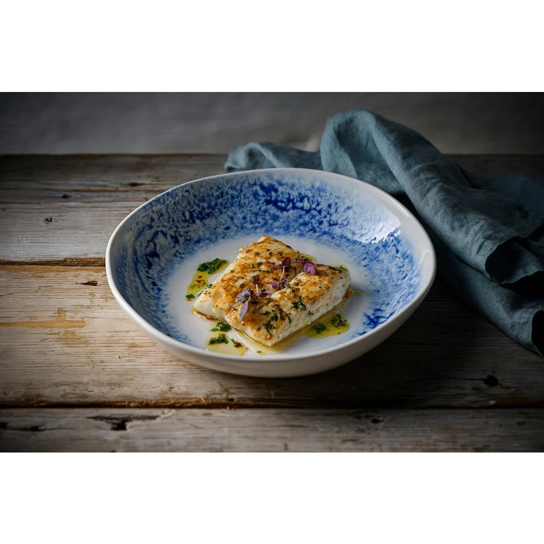Churchill Inked Fresco Natural Walled Bowls Blue 250mm (6 Pack) - Image 5