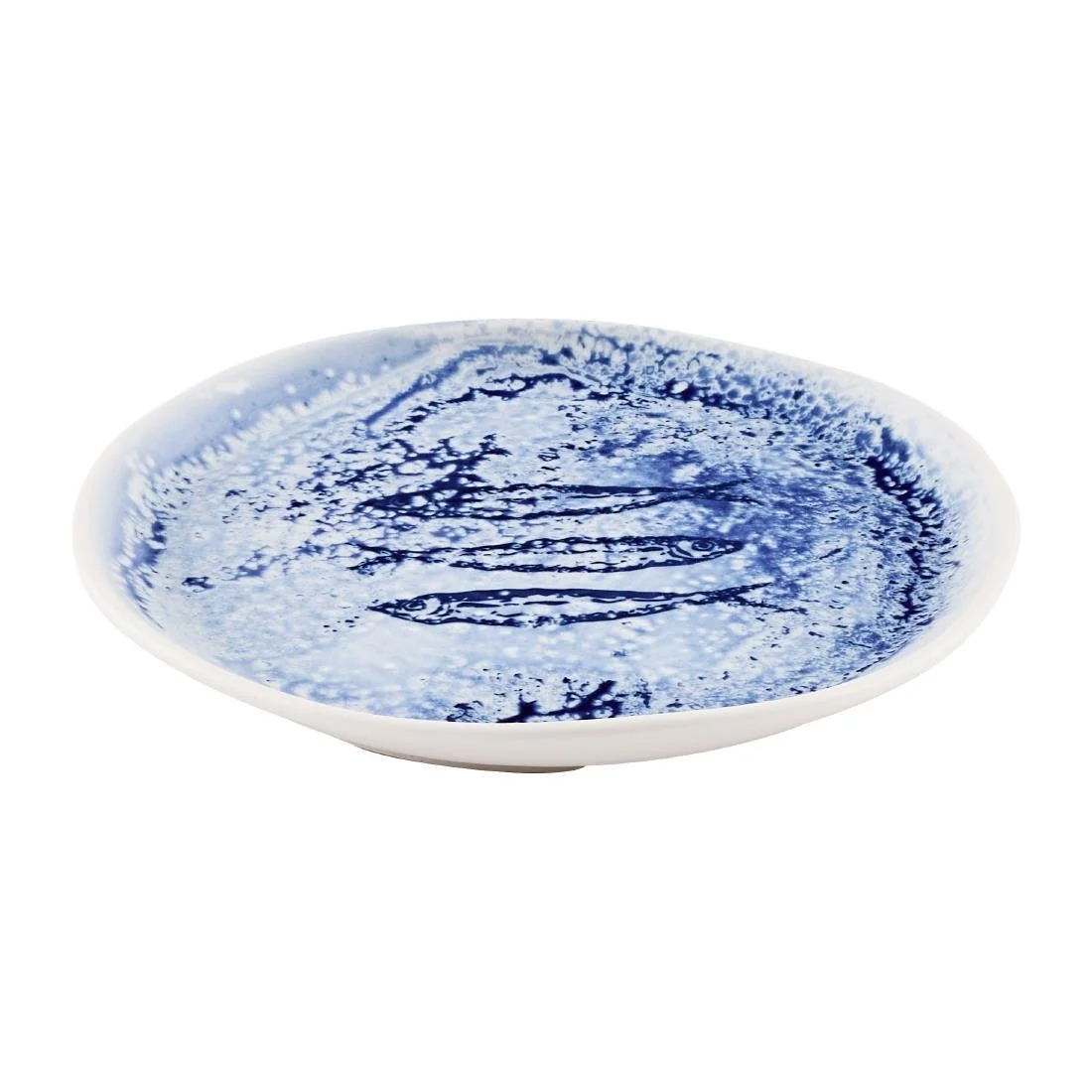Churchill Inked Fresco Natural Footed Plates Blue 215mm (6 Pack) - Image 4