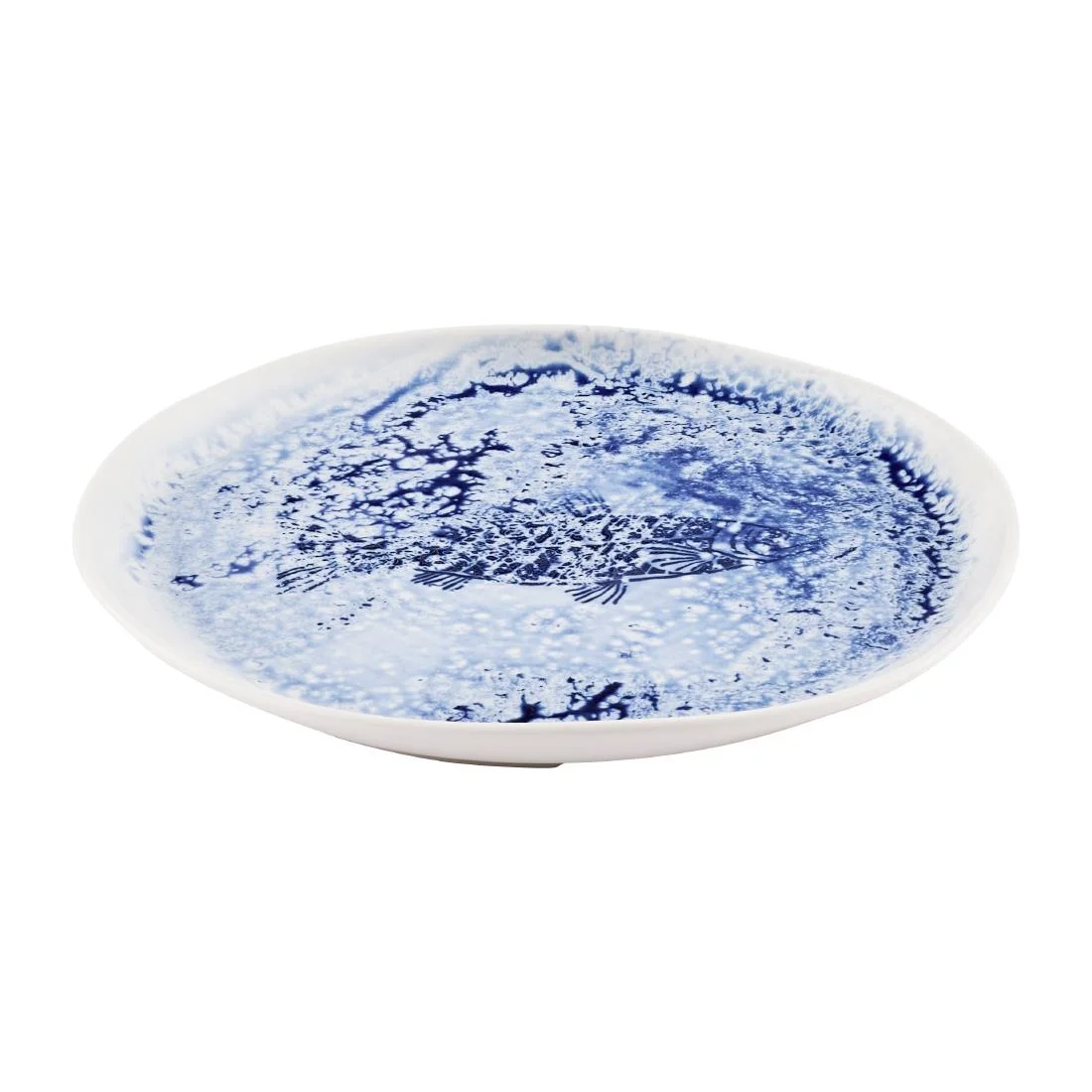 Churchill Inked Fresco Natural Footed Plates Blue 165mm (6 Pack) - Image 4