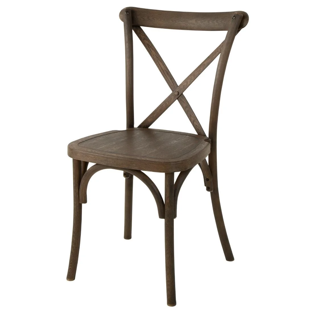 Bolero Manhattan Cross Back Chairs Chestnut Wood Effect (4 Pack) - Image 2