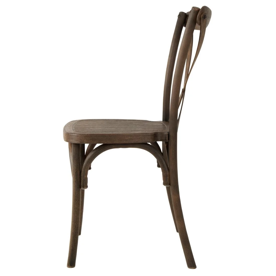 Bolero Manhattan Cross Back Chairs Chestnut Wood Effect (4 Pack) - Image 3