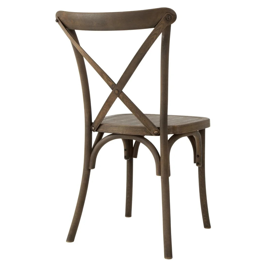 Bolero Manhattan Cross Back Chairs Chestnut Wood Effect (4 Pack) - Image 4