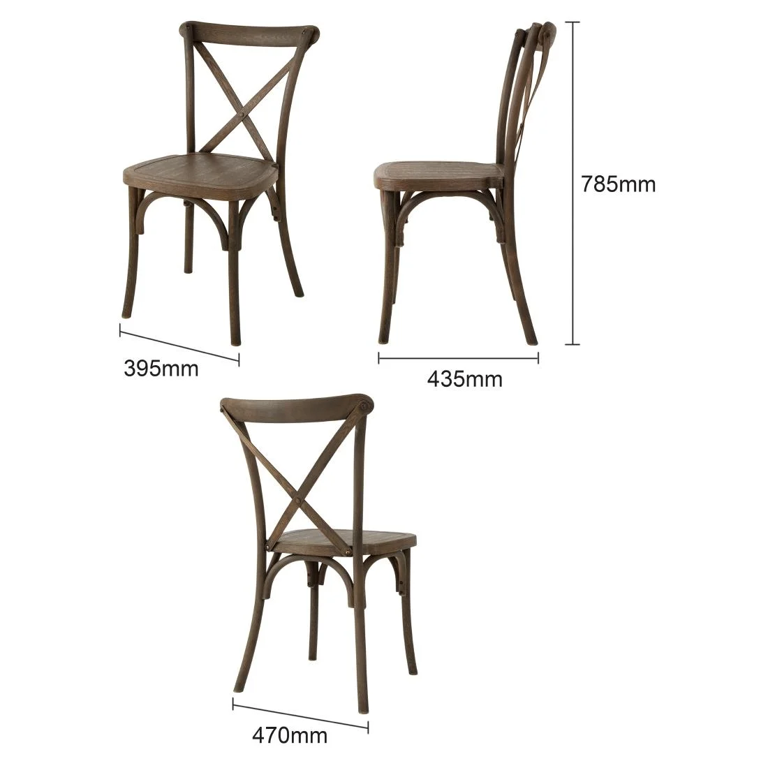 Bolero Manhattan Cross Back Chairs Chestnut Wood Effect (4 Pack) - Image 6