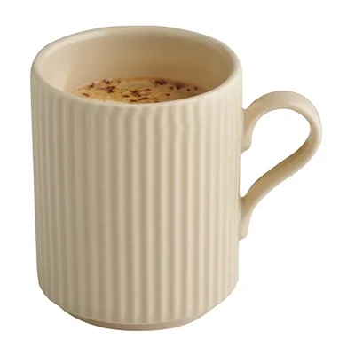 APS THE GRID Porcelain Coffee Mugs Sand 240ml (6 Pack) - Image 2