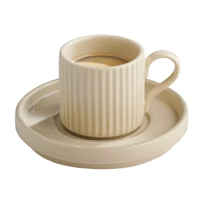 APS THE GRID Porcelain Espresso Saucers Sand 125mm (6 Pack) - Image 3