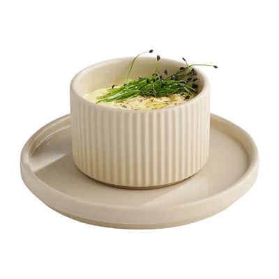 APS THE GRID Porcelain Saucers Sand 160mm (6 Pack) - Image 2