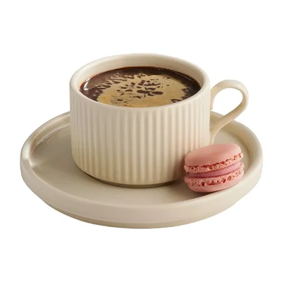 APS THE GRID Porcelain Saucers Sand 160mm (6 Pack) - Image 3