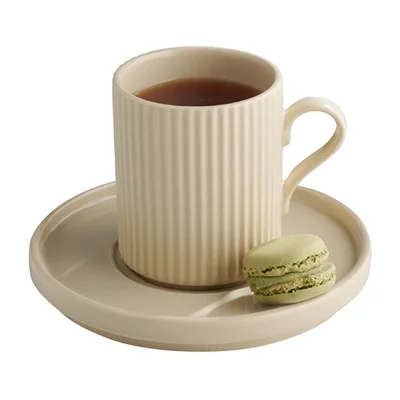 APS THE GRID Porcelain Saucers Sand 160mm (6 Pack) - Image 4