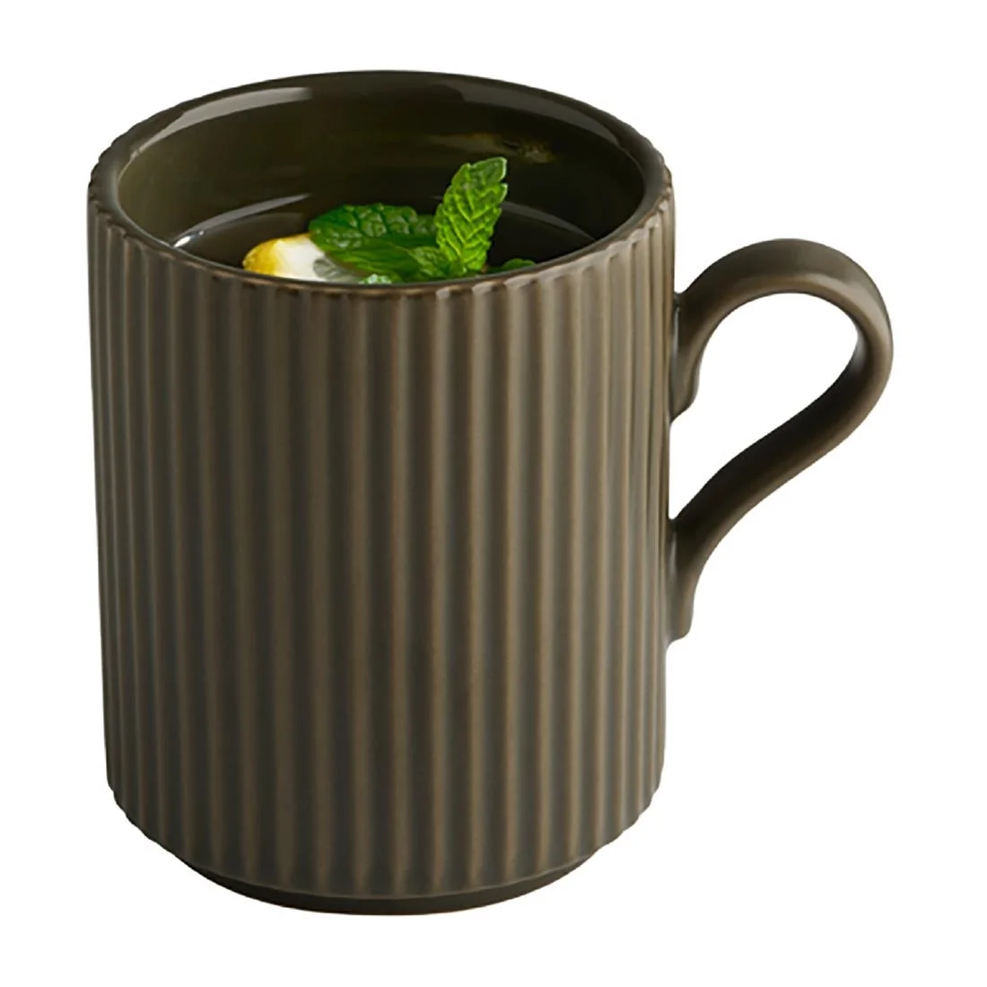 APS THE GRID Porcelain Coffee Mugs Brown 240ml (6 Pack) - Image 2