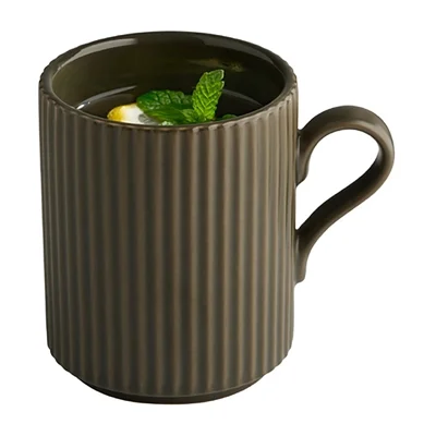 APS THE GRID Porcelain Coffee Mugs Brown 240ml (6 Pack) - Image 2