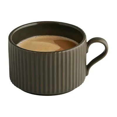 APS THE GRID Porcelain Cappuccino Cups Brown 200ml (6 Pack) - Image 2