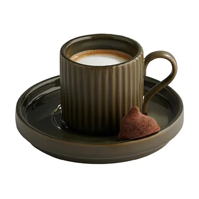 APS THE GRID Porcelain Espresso Saucers Brown 125mm (6 Pack) - Image 2