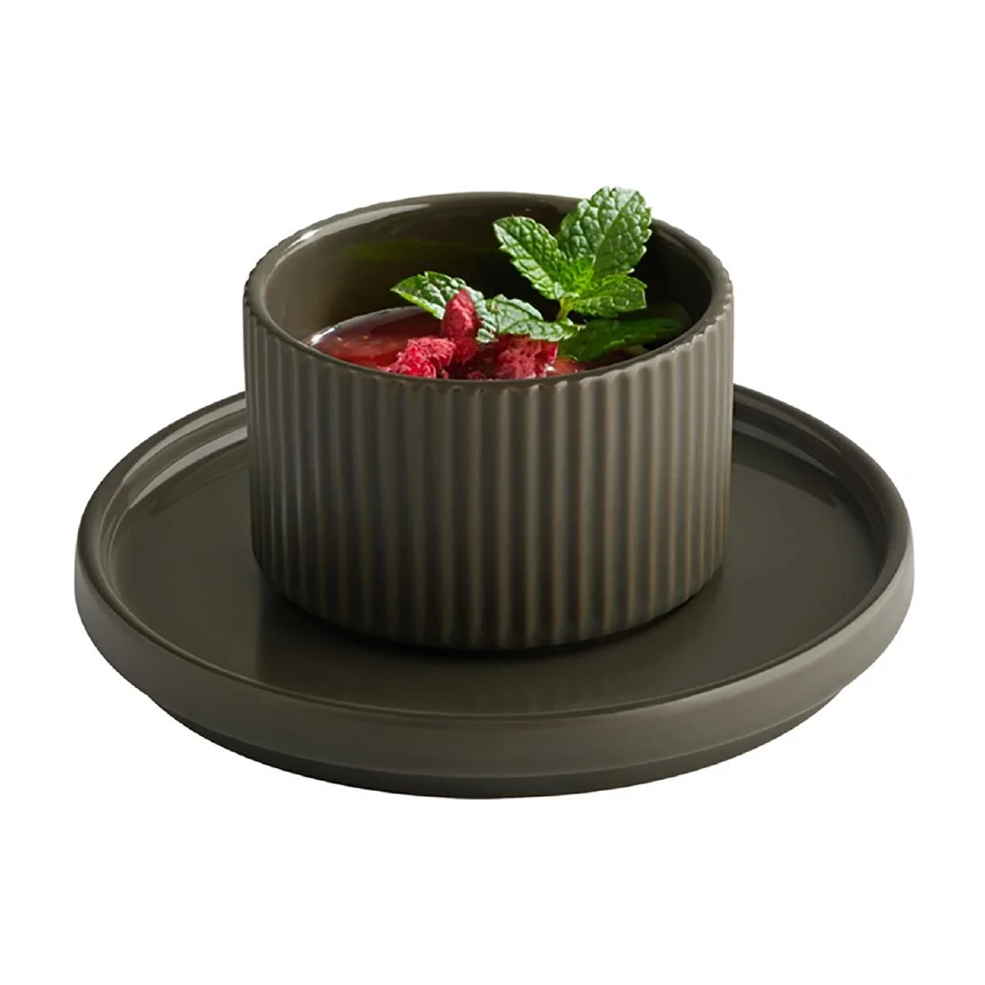APS THE GRID Porcelain Saucers Brown 160mm (6 Pack) - Image 3