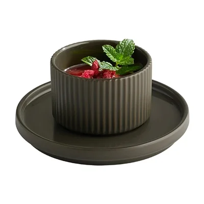 APS THE GRID Porcelain Saucers Brown 160mm (6 Pack) - Image 2