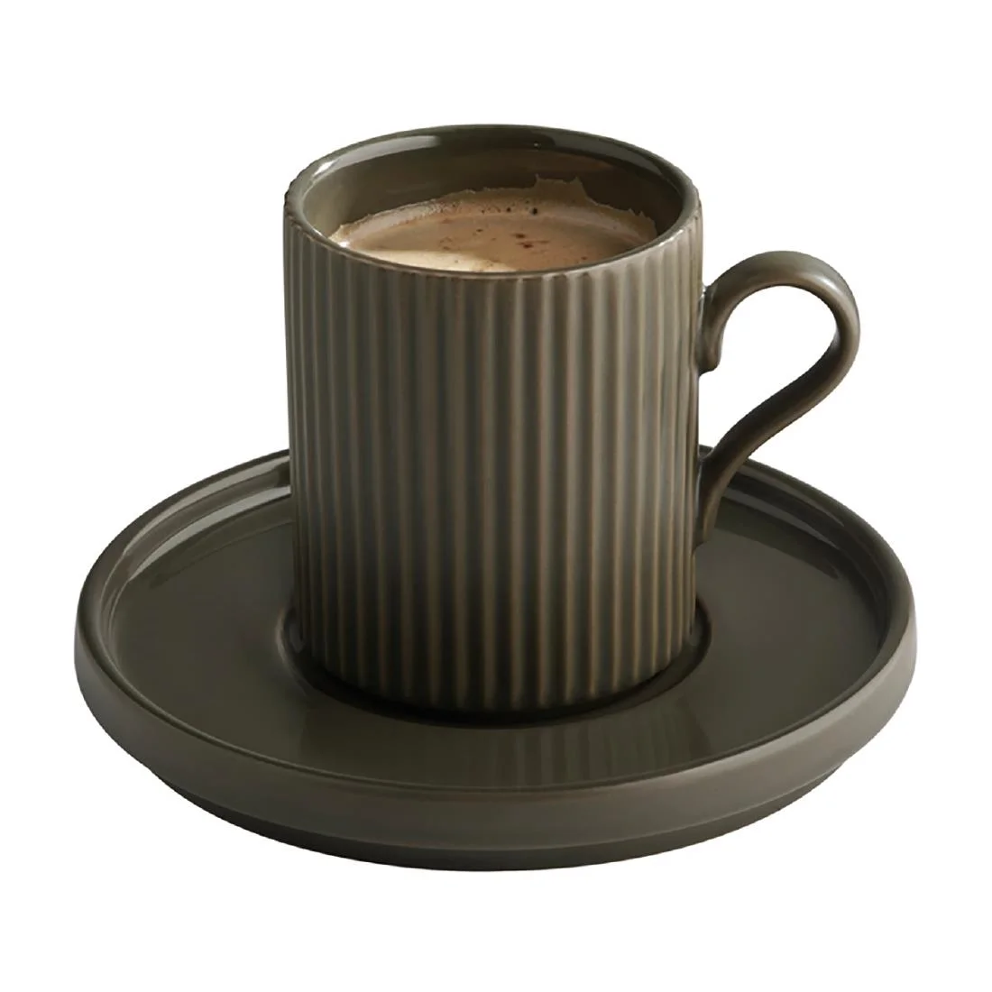 APS THE GRID Porcelain Saucers Brown 160mm (6 Pack) - Image 4