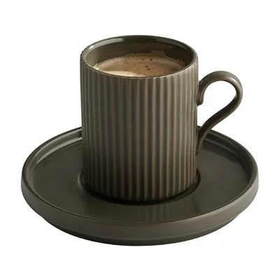 APS THE GRID Porcelain Saucers Brown 160mm (6 Pack) - Image 3