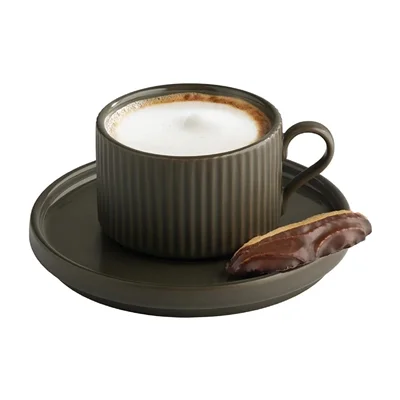 APS THE GRID Porcelain Saucers Brown 160mm (6 Pack) - Image 4