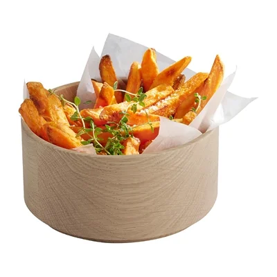 APS THE GRID Lacquered Oak Wood Bowl 140mm - Image 2