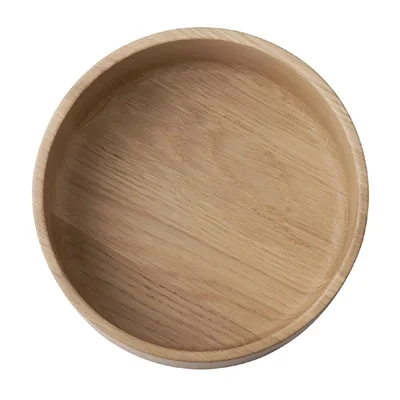APS THE GRID Lacquered Oak Wood Bowl 140mm - Image 3