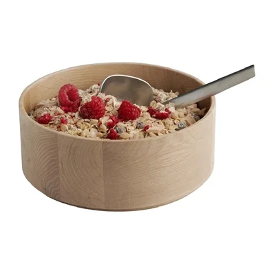 APS THE GRID Lacquered Oak Wood Bowl 200mm - Image 2