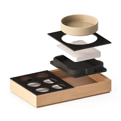 APS THE GRID Natural Slate Tray with 6 Holes GN 1/2 325x265mm - Image 2