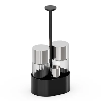 APS THE GRID Stainless Steel Cruet Black 145x105x300mm - Image 3