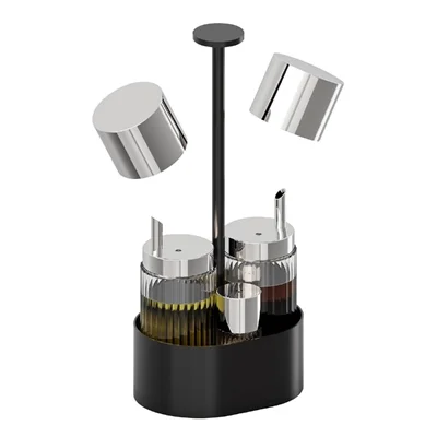 APS THE GRID Stainless Steel Cruet Black 145x105x300mm - Image 4