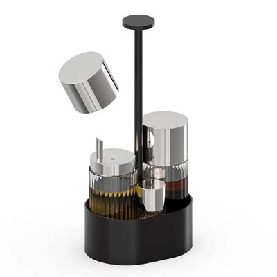 APS THE GRID Stainless Steel Cruet Black 145x105x300mm - Image 5