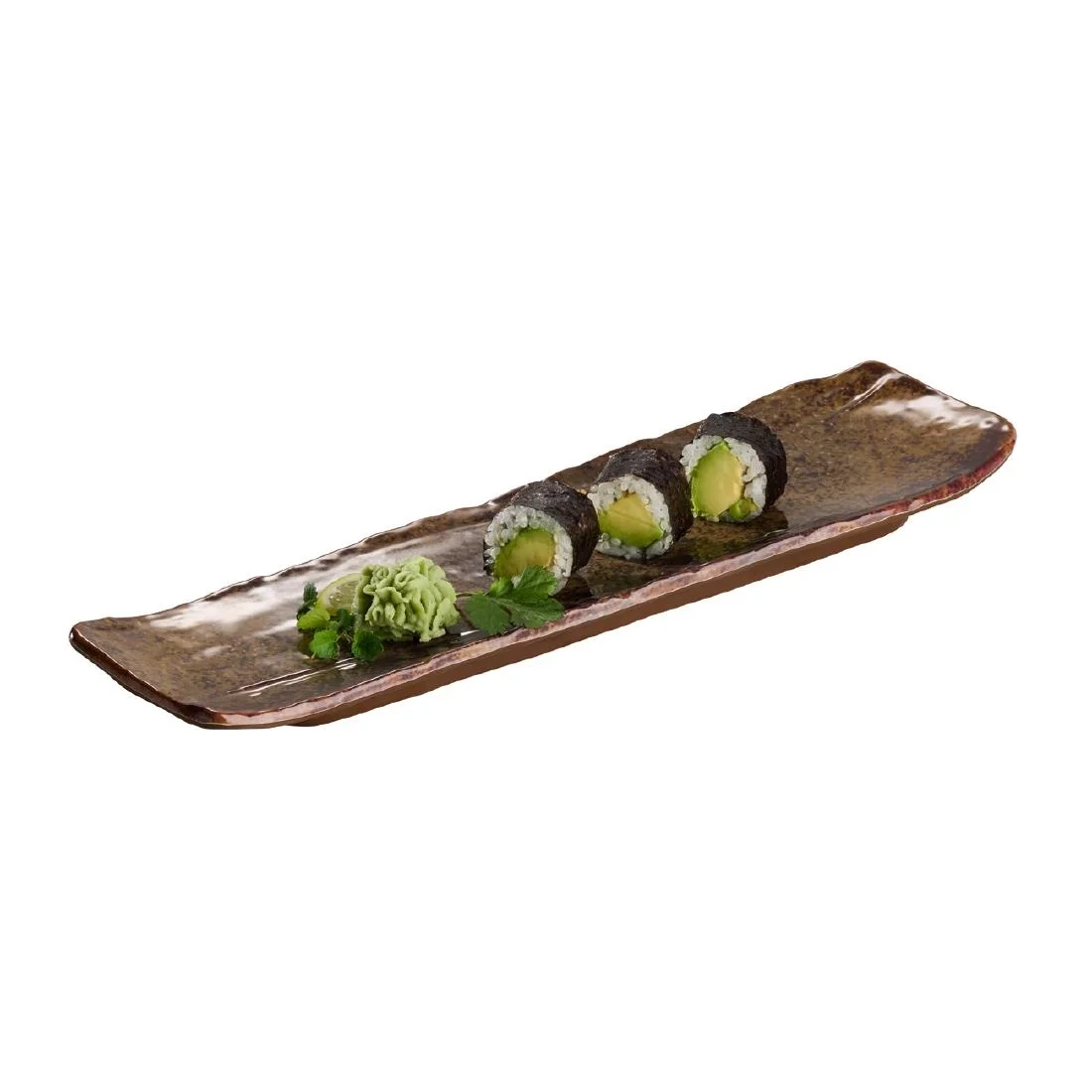 APS UMI Rectangular Tray/Sushi Board Brown 350x100mm - Image 2
