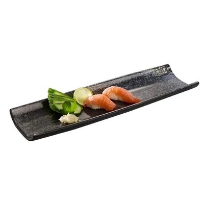 APS UMI Rectangular Tray/Sushi Board Black 410x130mm - Image 2