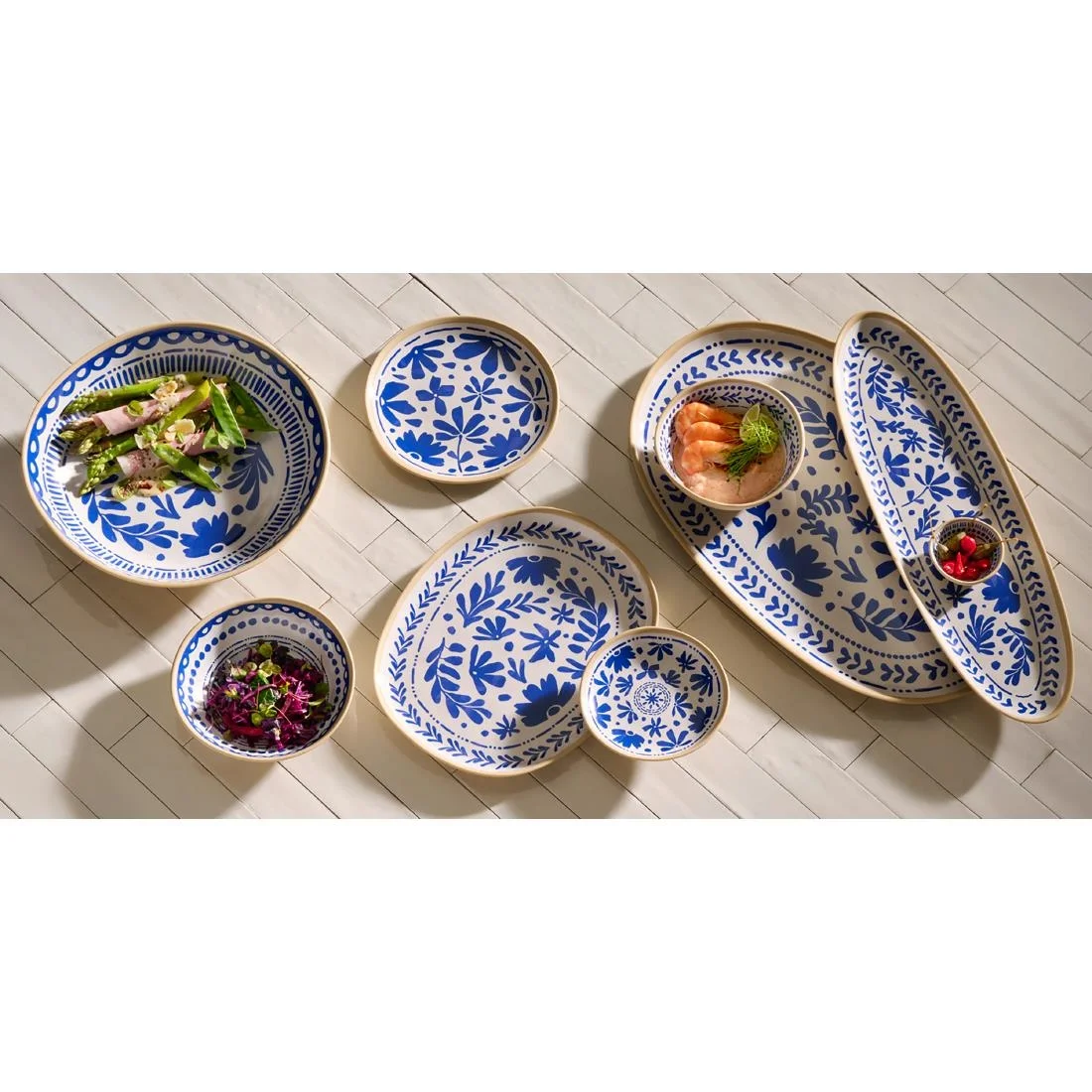 APS FLORYN Melamine Tray White & Blue GN 1/1 530x325mm - Image 2