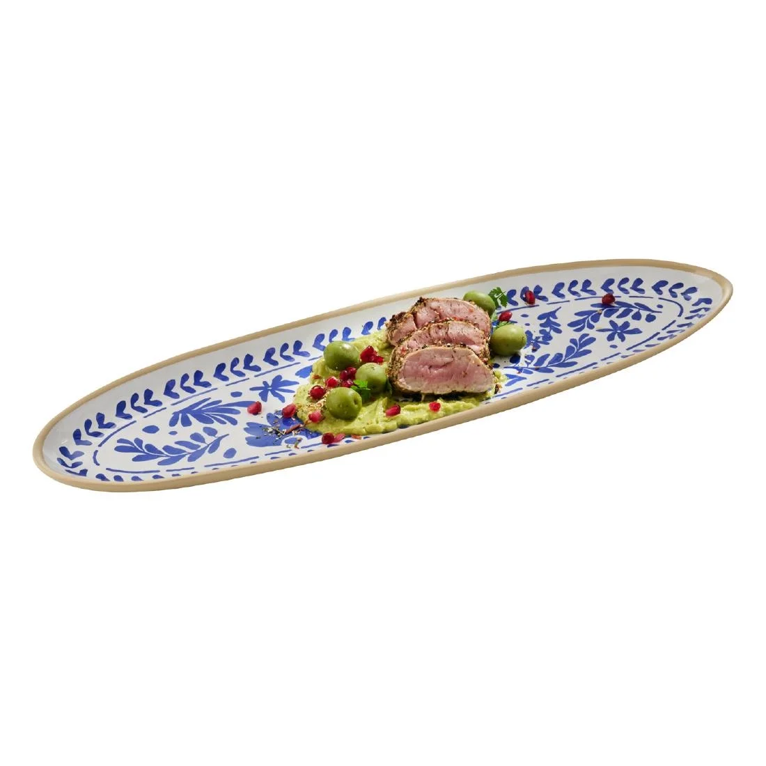 APS FLORYN Melamine Tray White & Blue GN 2/4 530x162mm - Image 2