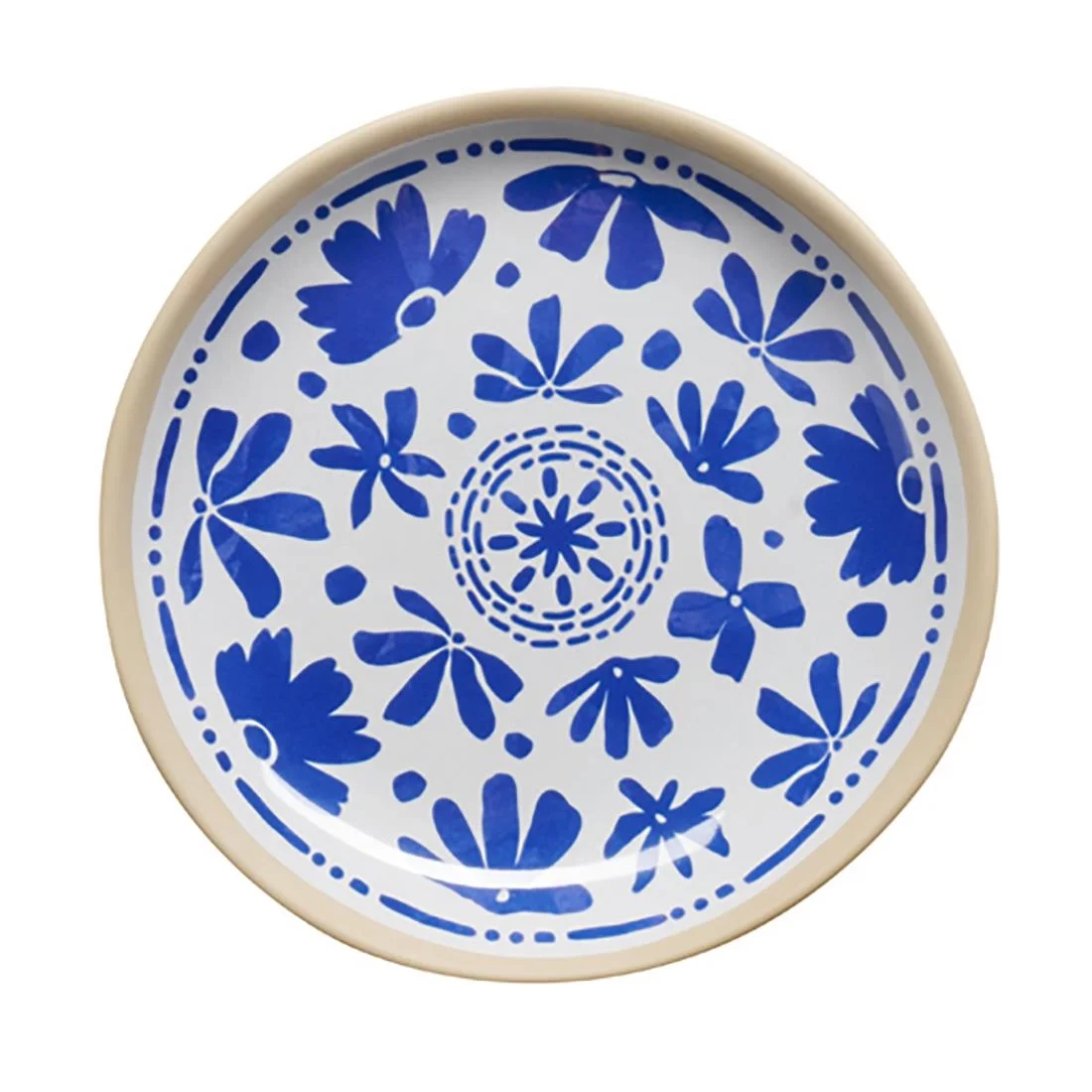APS FLORYN Melamine Plate White & Blue 155mm (B2B)