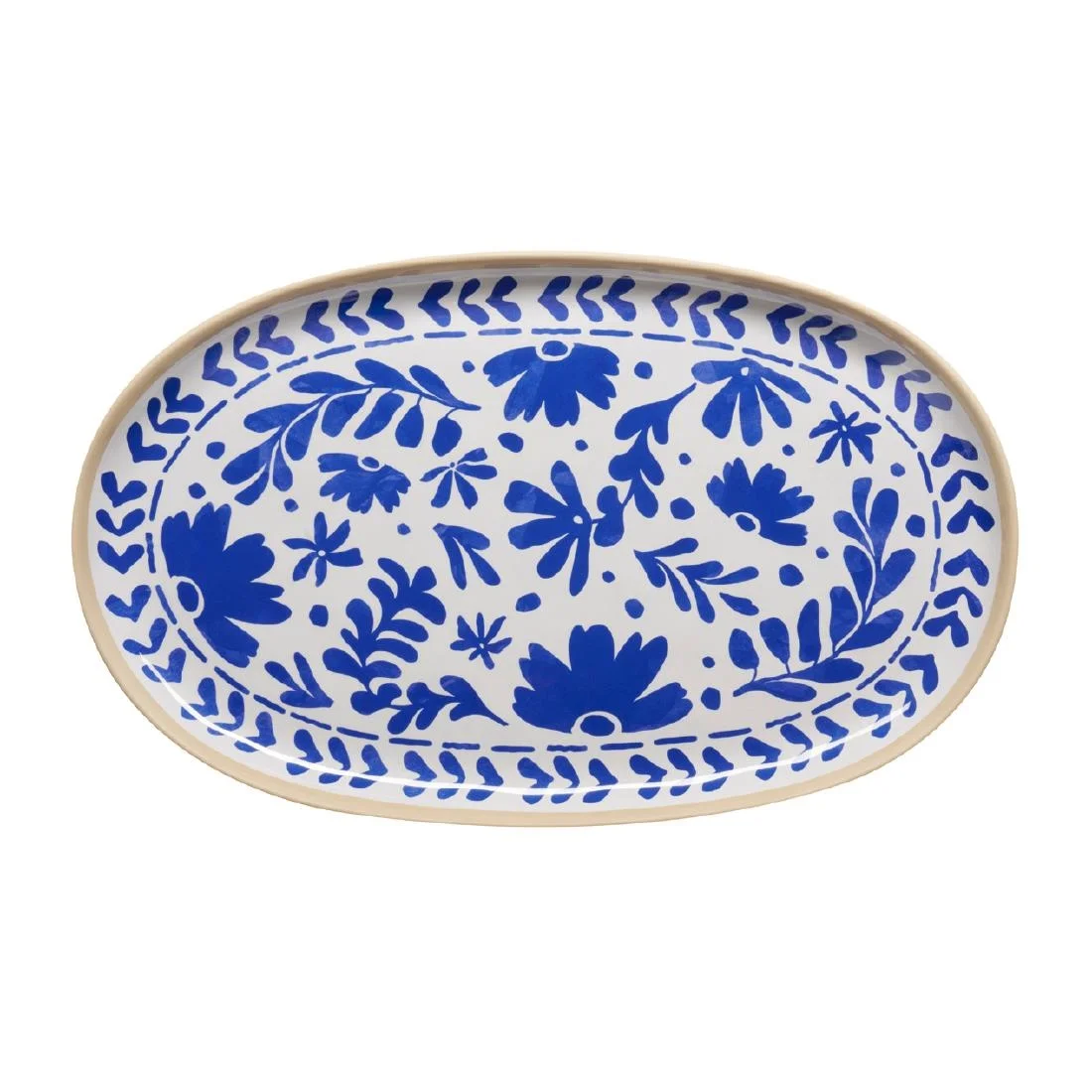 APS FLORYN Melamine Tray White & Blue 405x245mm
