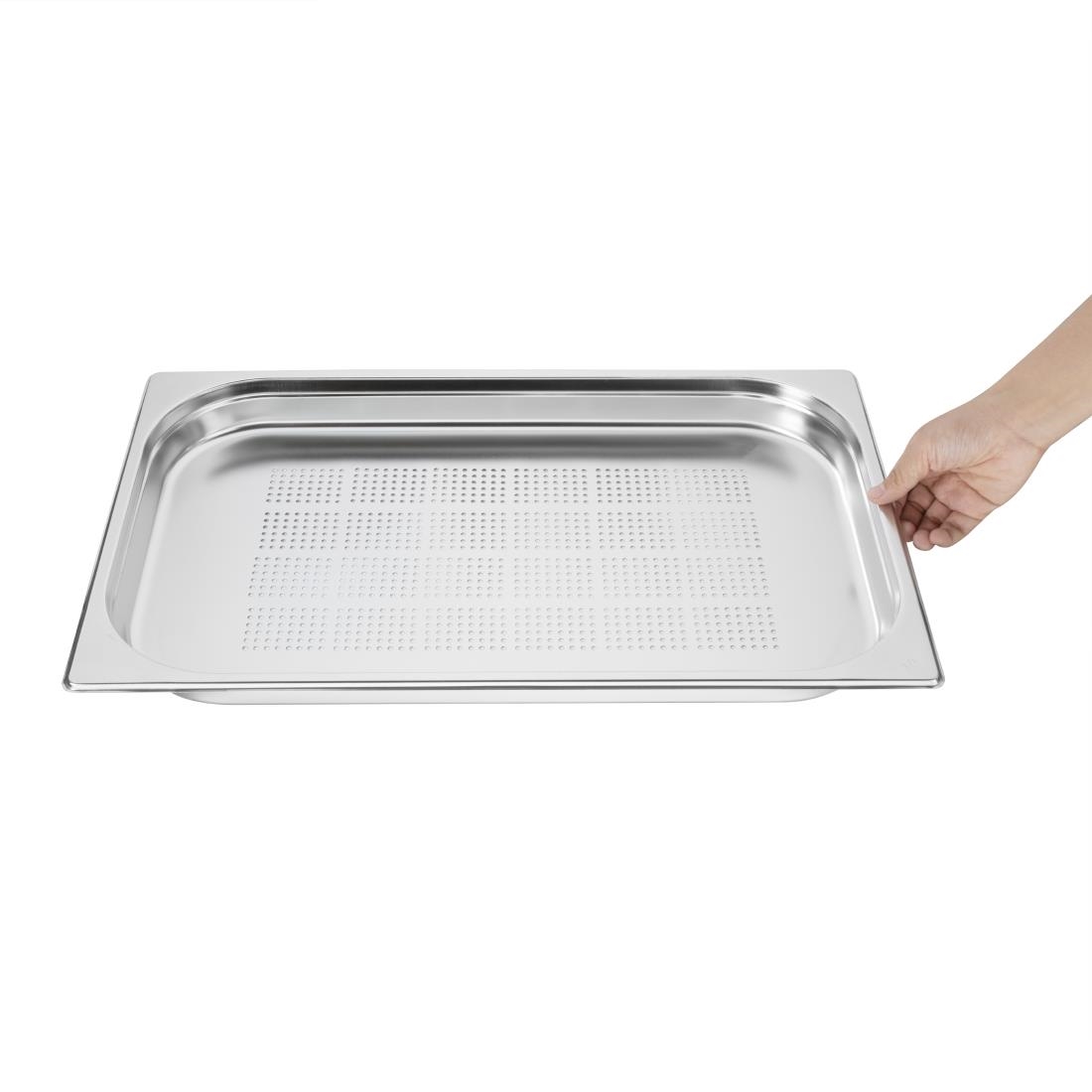 Vogue Stainless Steel Perforated 1/1 Gastronorm Pan 40mm