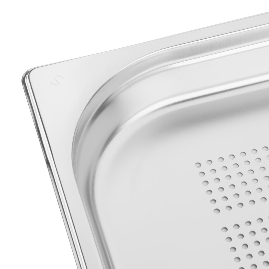 Vogue Stainless Steel Perforated 1/1 Gastronorm Pan 40mm