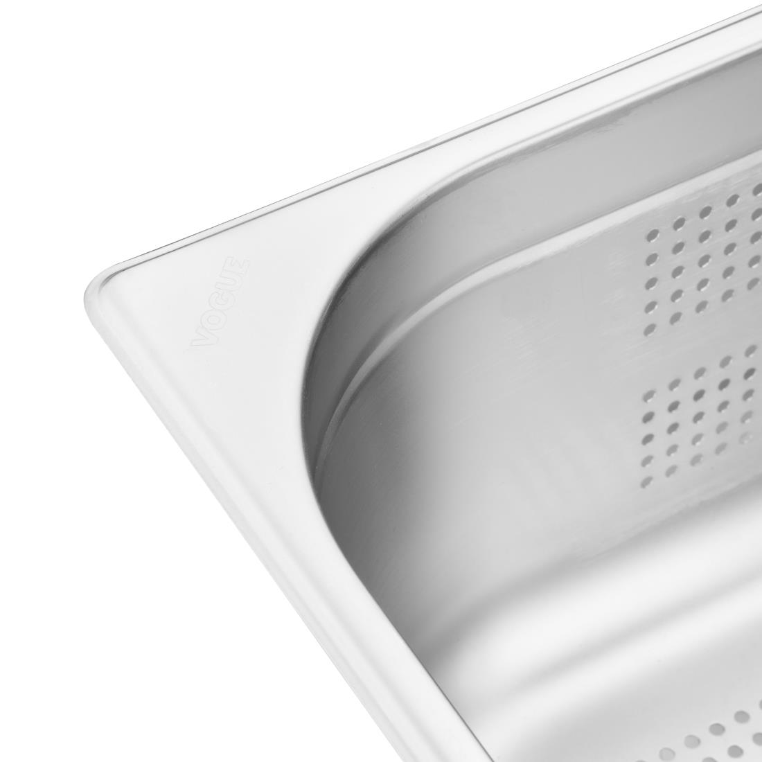Vogue Stainless Steel Perforated 1/1 Gastronorm Pan 150mm