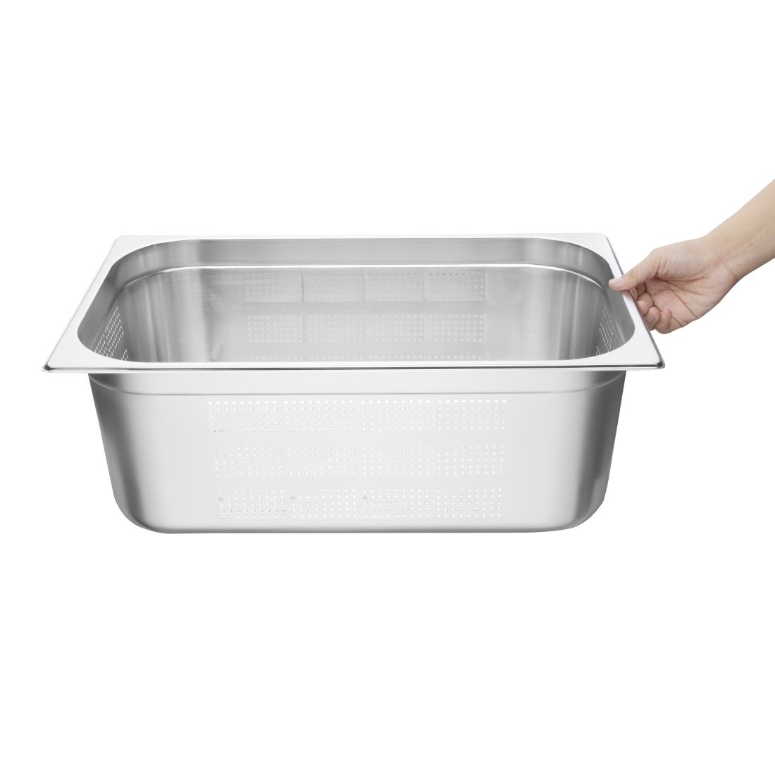 Vogue Stainless Steel Perforated 1/1 Gastronorm Pan 200mm