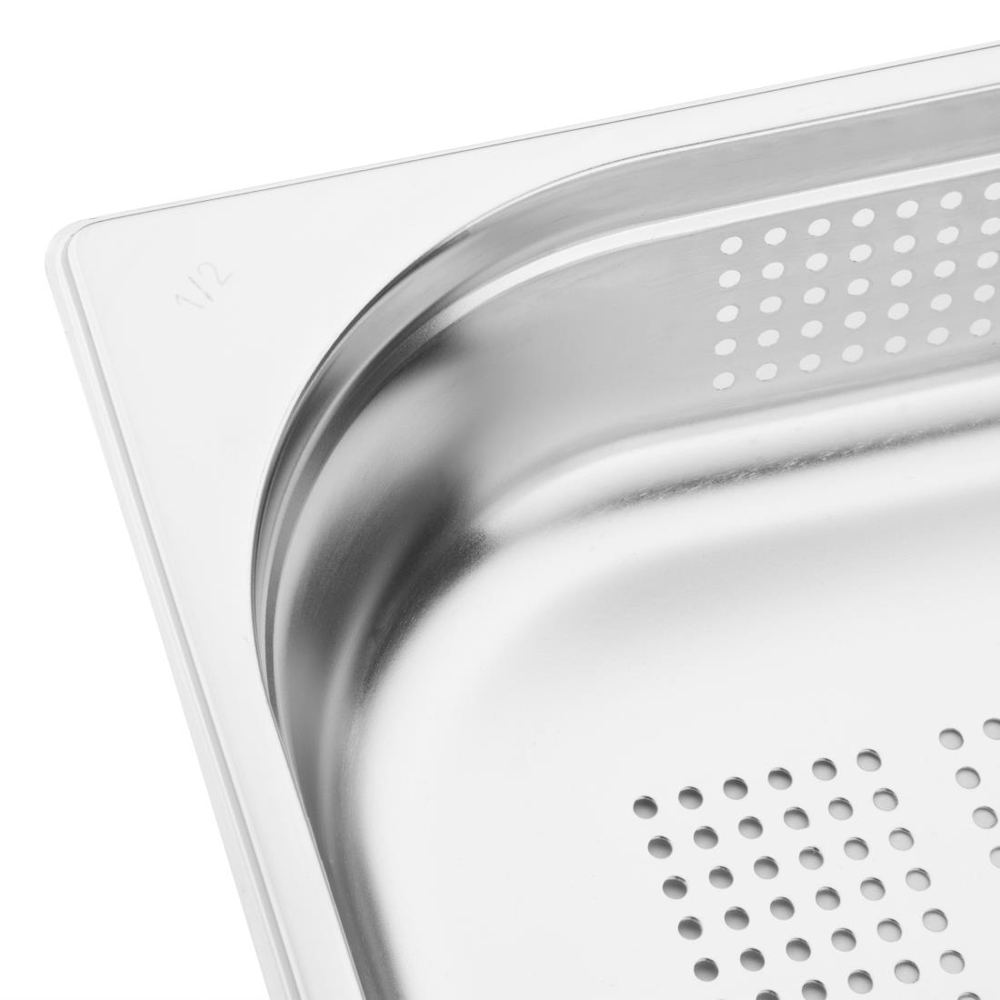 Vogue Stainless Steel Perforated 1/2 Gastronorm Pan 65mm