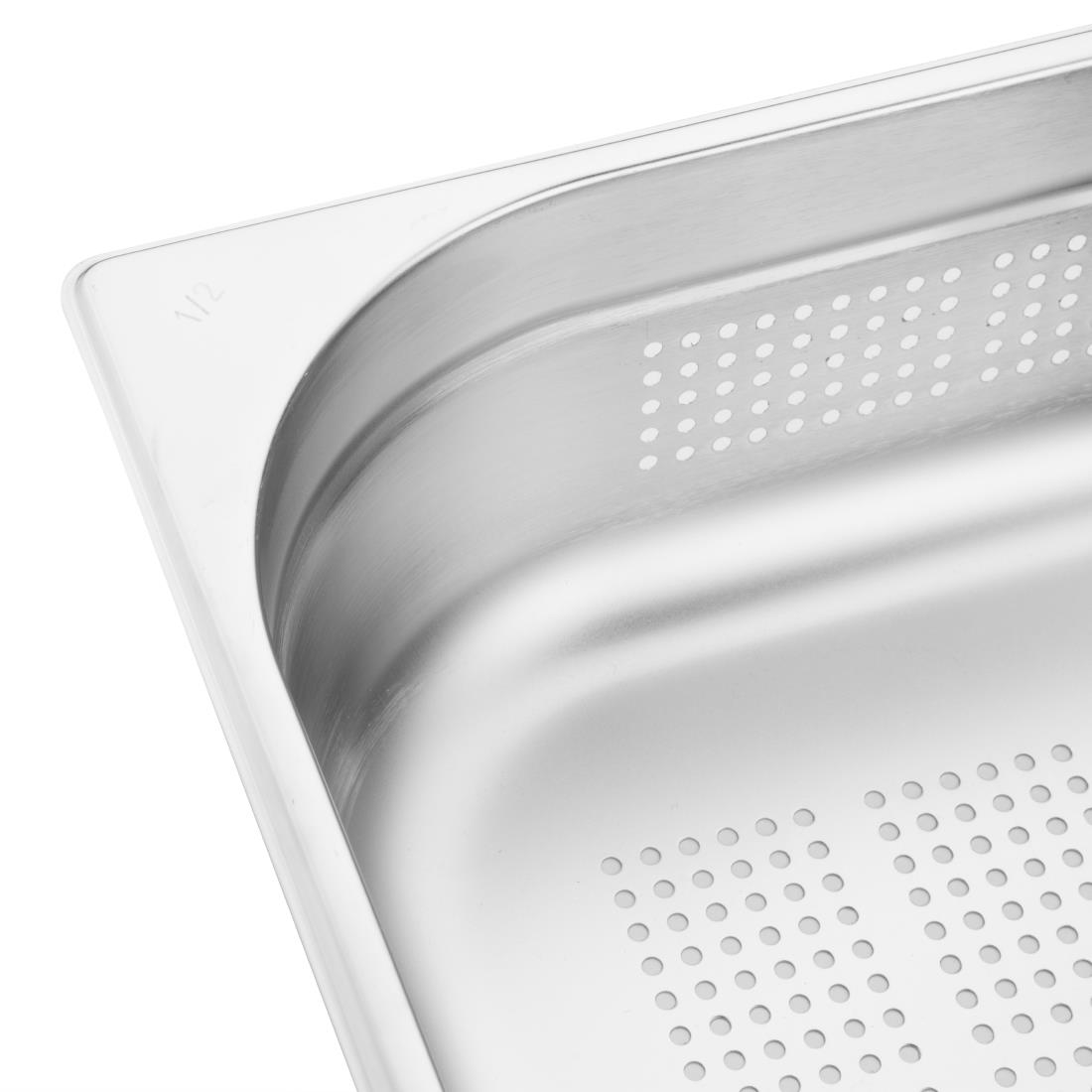 Vogue Stainless Steel Perforated 1/2 Gastronorm Pan 100mm