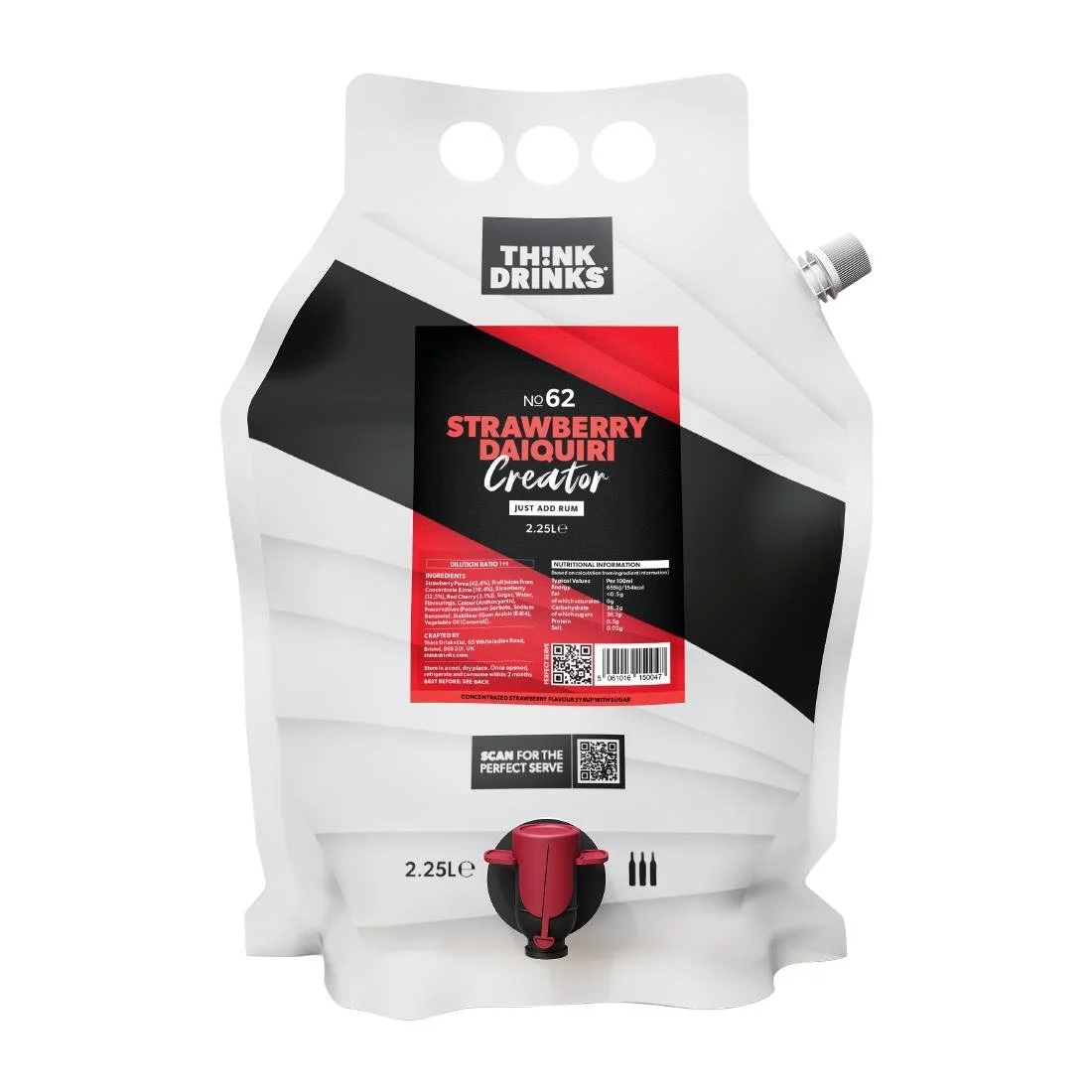 Think Drinks Strawberry Daiquiri Cocktail Base 2.25Ltr (2 pack) - Image 1