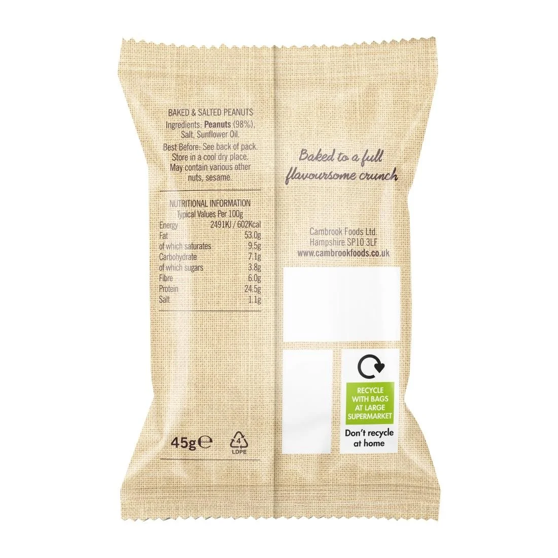 Cambrook Baked Salted Peanuts Snack Pack 45g (24 Pack) - Image 2