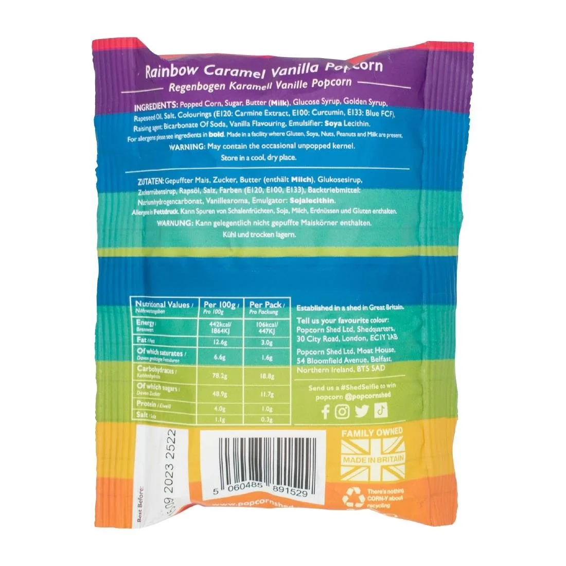 Popcorn Shed Rainbow Popcorn Snack Pack 24g (16 Pack) - Image 2