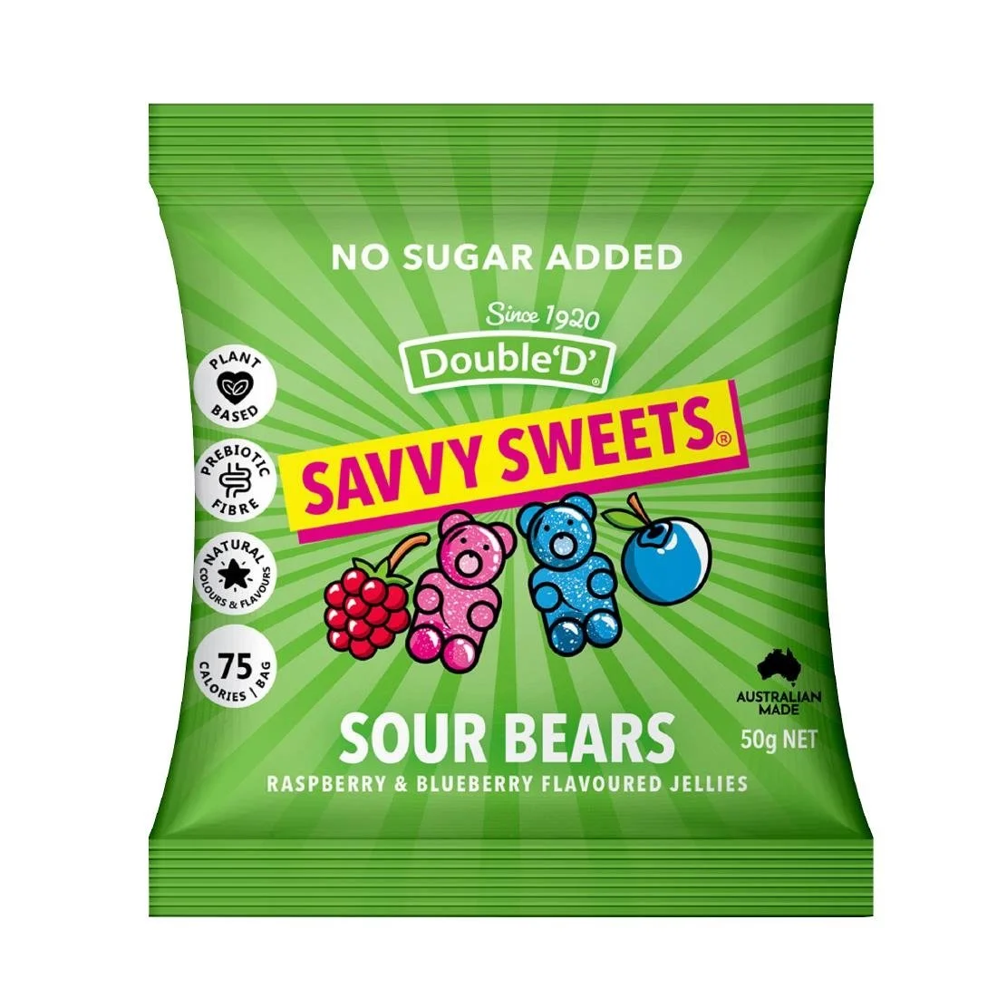 Savvy Sweets Sour Bears 50g (12 Pack)