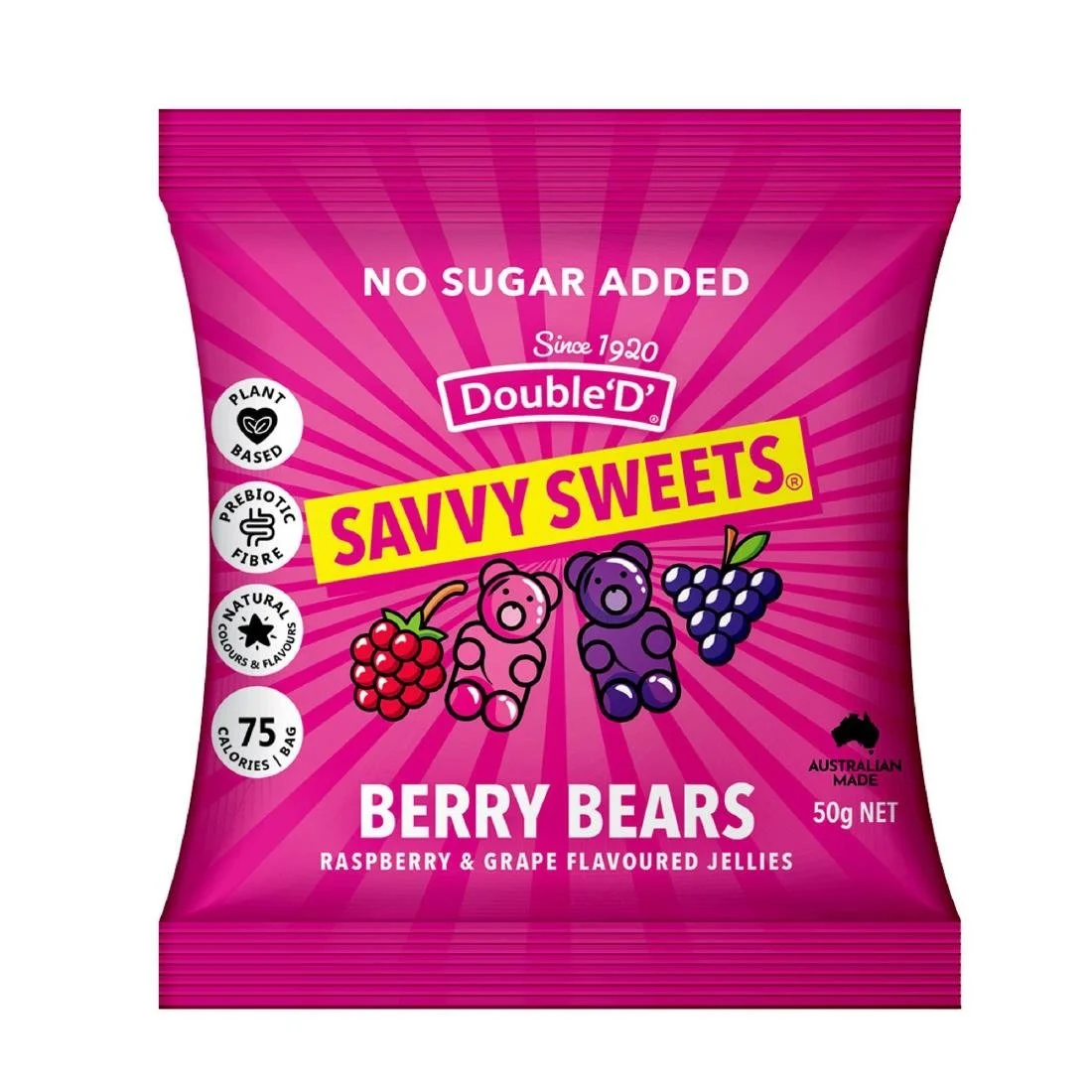 Savvy Sweets Berry Bears 50g (12 Pack)