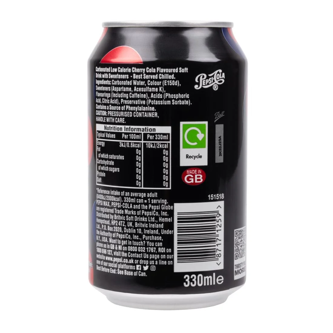 Pepsi Max Cherry Cans 330ml (24 Pack) - Image 3
