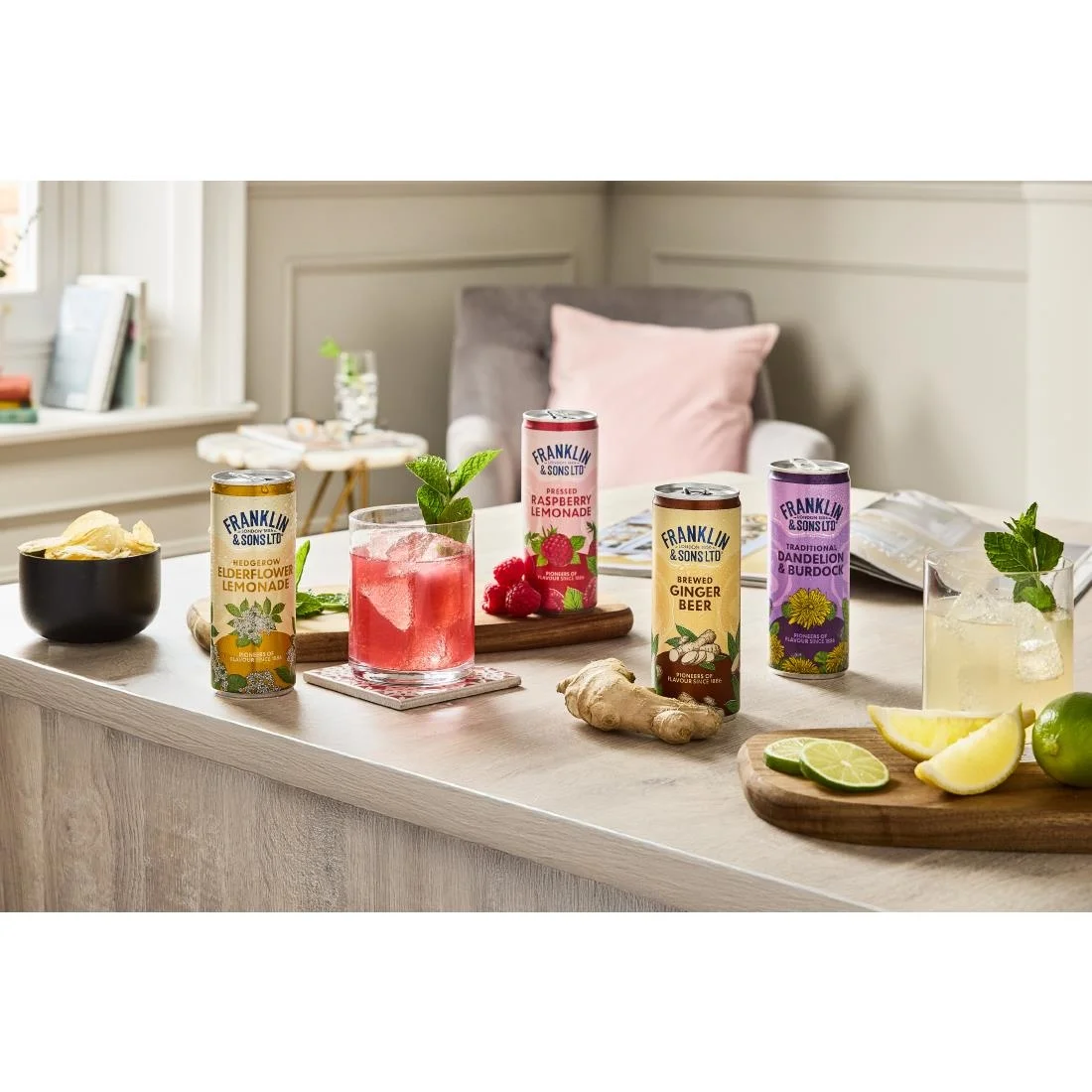 Franklin & Sons Pressed Raspberry Lemonade Cans 250ml (12 Pack) - Image 2