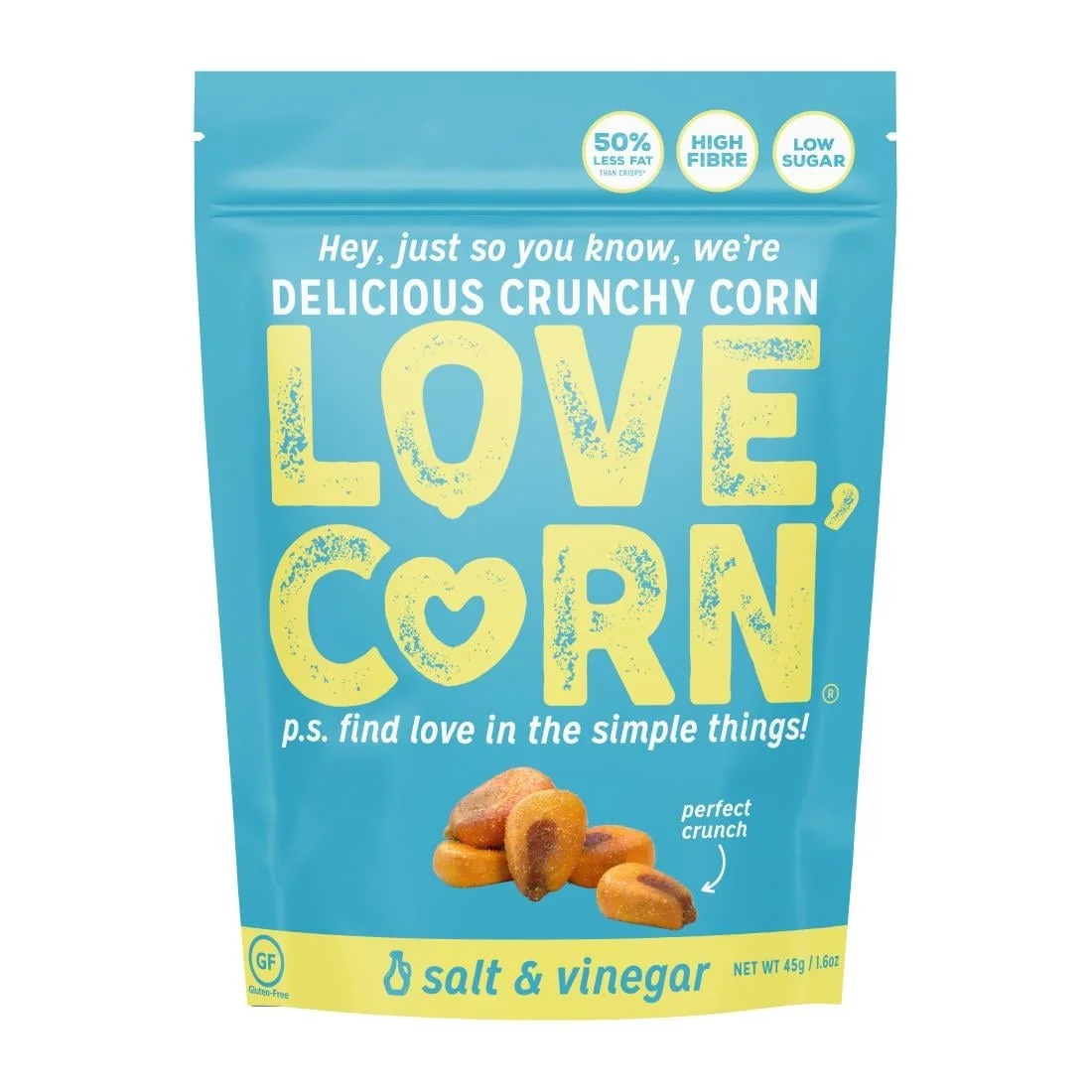 LOVE CORN Salt and Vinegar 45g (10 Pack)