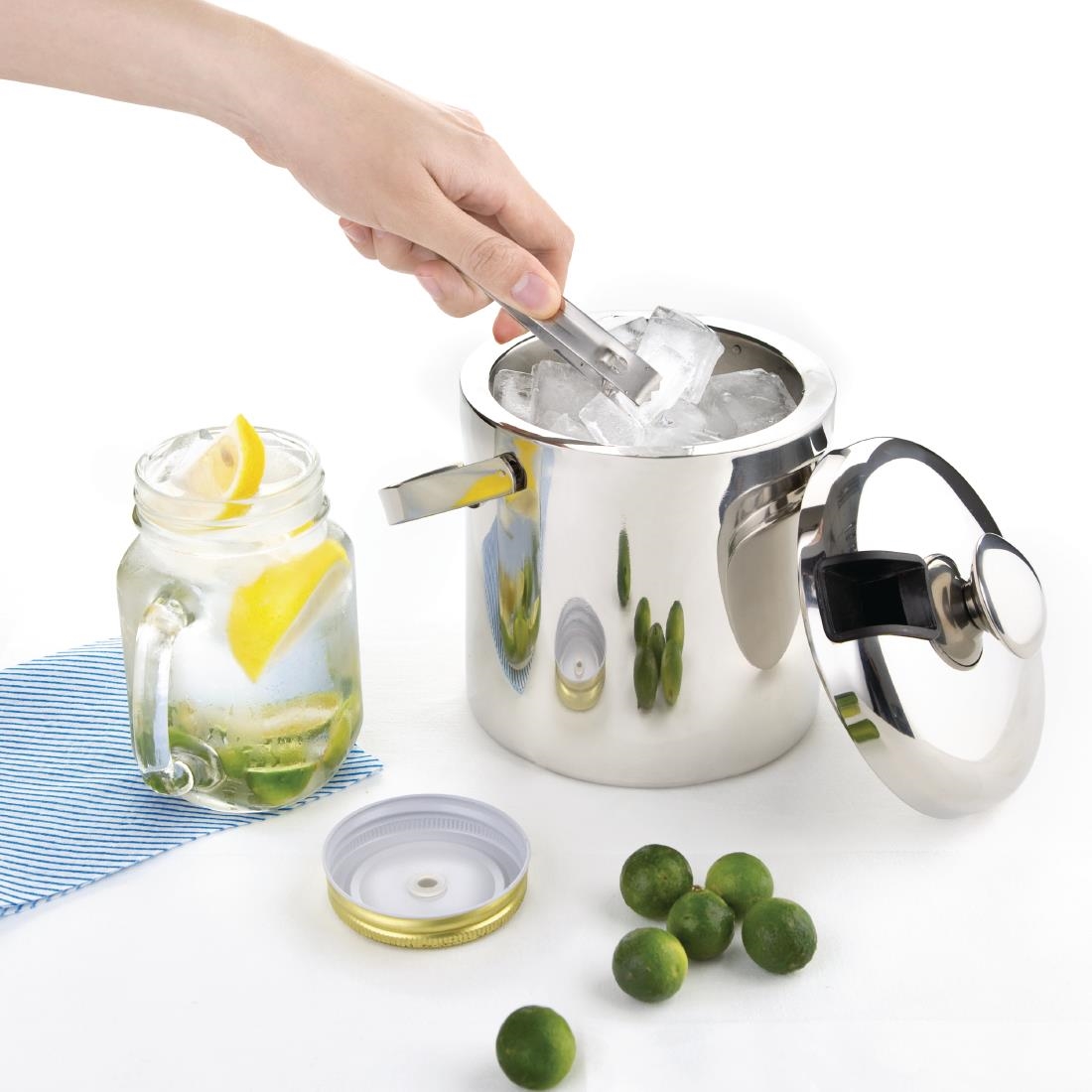 Ice Bucket with Lid and Tongs